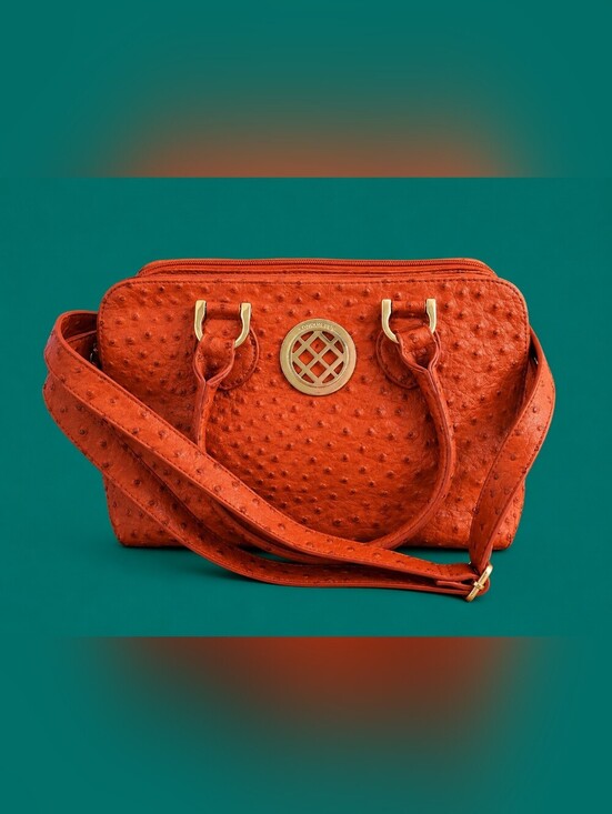 London Fog Handbags - LONDON FOG 1990s Coral Faux Ostrich Shoulder Bag